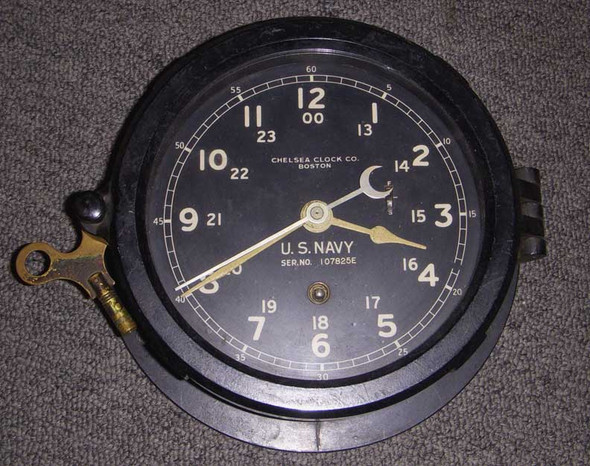 WWII US Navy Ship's Clock by Chelsea Clock Co. of Boston