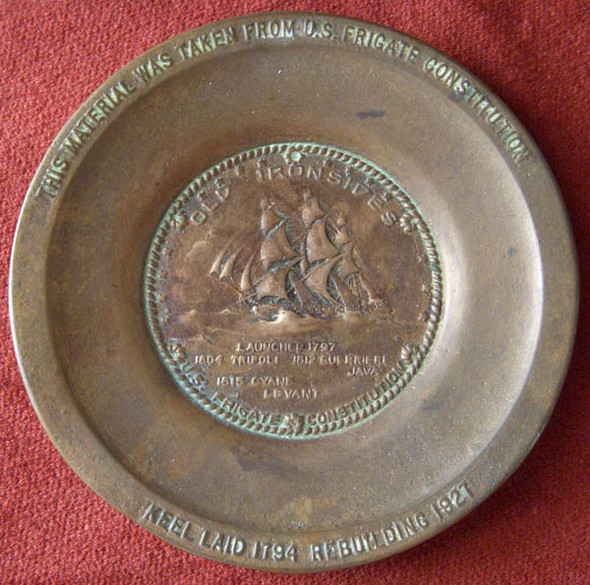 Beautiful 1927 Copper Pin Tray Made from Original USS Constitution "Old Ironsides" Spikes