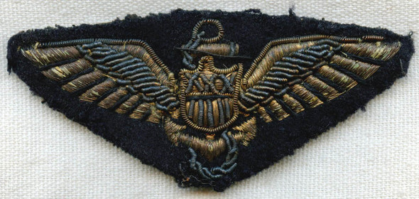 Beautiful 1920s US Navy Bullion Pilot Wing <p> NO LONGER AVAILABLE