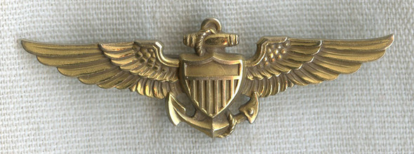 Beautiful & Minty WWII USN Shirt-Size Pilot Wing by Balfour