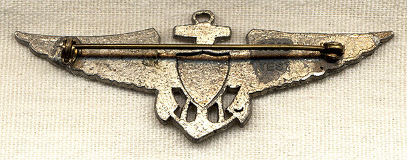 Extremely RARE WWII USN Observer & UNOFFICIAL Enlisted Pilot Wing in White Metal by Gemsco
