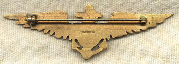 Fabulous Early 1920s Gold Filled Pilot Wing with Starred Shield