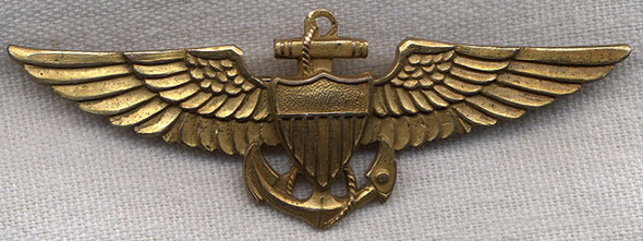Beautiful 1930s US Navy Pilot Wing by Amcraft in Rolled Gold