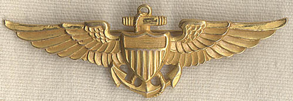 Late Gold-Filled 1930s US Navy Pilot Wing