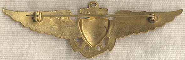 Late Gold-Filled 1930s US Navy Pilot Wing