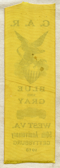 Rare 1913 Gettysburg 50th Anniv. West Virginia Ribbon - GAR & Society of the Blue & Gray