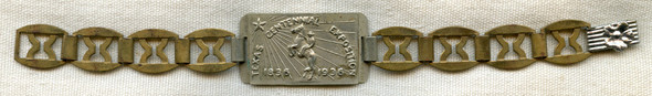 Rare 1936 Texas Centennial Exposition Souvenir Bracelet in Nickel and Brass