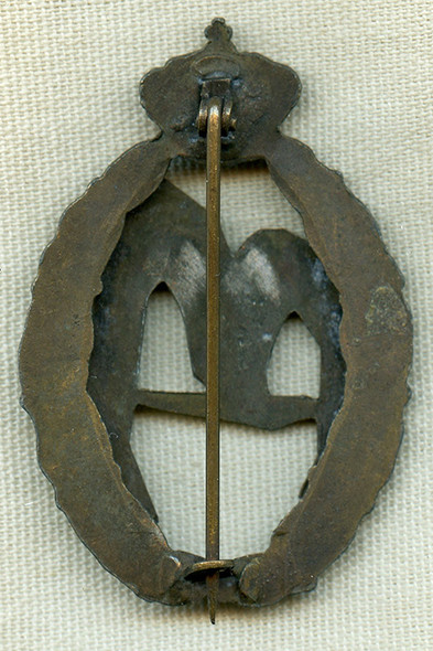 Nice WWII Italian Air Force Silver Air Transport Qualification Badge, Heavy 2-Piece Construction