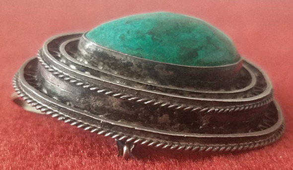 Beautiful 1960's, Possibly Mexican Sterling & Malachite Combination Brooch & Pendant