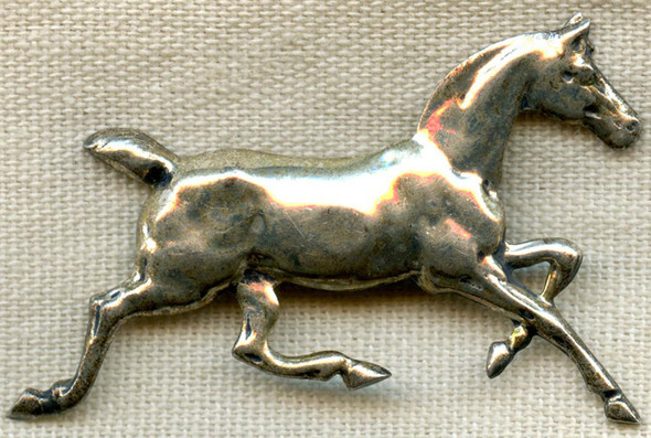 Early 1950s Sterling Silver Galloping Horse Pin by Beau Jewelry of Providence, Rhode Island