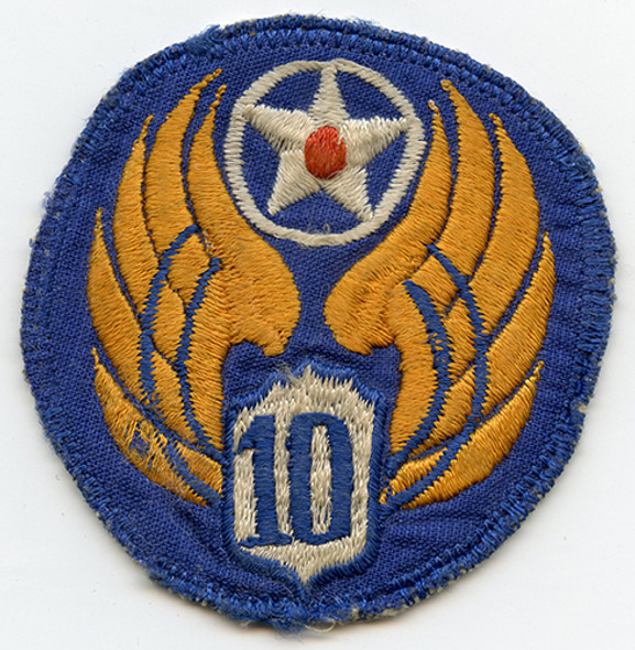 Nice WWII Chinese Made USAAF 10th Air Force Shoulder Patch, Silk on Silk Embroidering