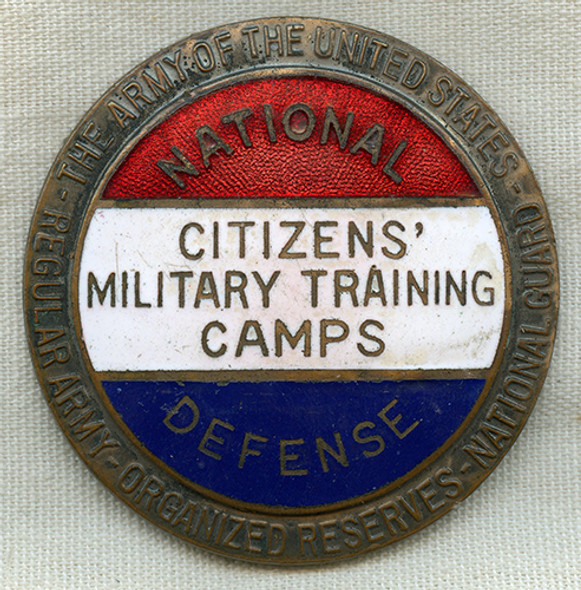 Large 1920's-30's CMTC Citizen's Military Training Camps Instructor Breast Badge