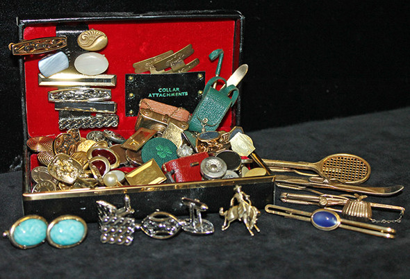 Great Lot of Vintage Men's Cuff Links & Occupational Tie Pins, Bars, Etc. Fresh Out of An Es