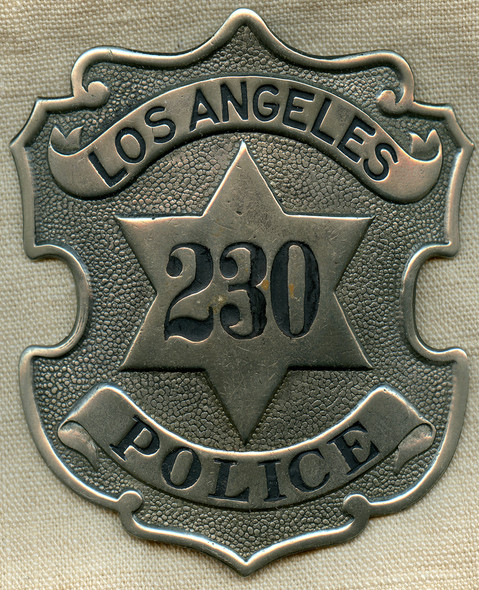 Ext. Rare Ca 1910 Los Angeles Police Dept. Series 3 Badge by L. A. Rubber Stamp Co.