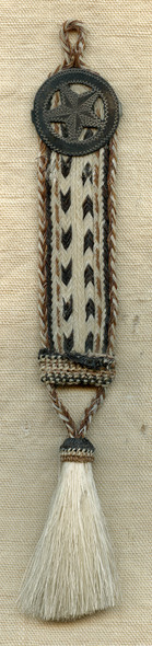 Wonderful Ca 1890's Cowboy Watch Fob in woven Horsehair & Engraved Silver.