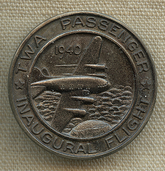 Beautiful 1940 TWA Stratoliner Inaugural Flight Souvenir Medal