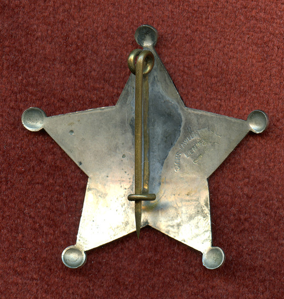 Great 1890's "Stock"Deputy Sheriff 5 pt. Star badge by iconic Old West Colorado Maker Sachs-Lawlor