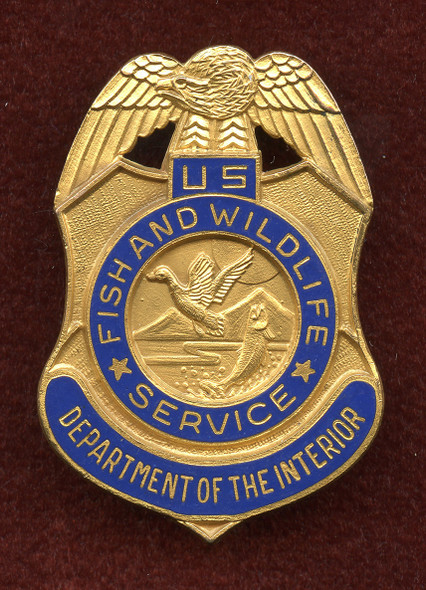 US Dept of The Interior Fish & Wildlife Service Smaller Size Badge, as used by REFUGE AGENTS.