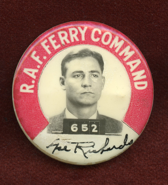 Ext Rare Photo ID Badge of RAF Ferry Command (and Later CNAC) Pilot Ace Richards.