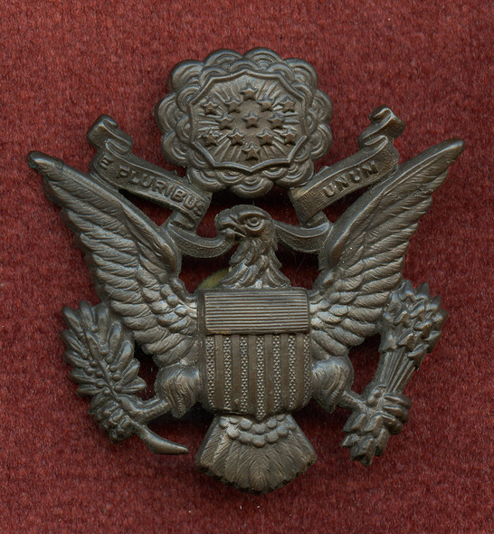 Beautiful WWI US Army Officer Hat Badge Made of Blackened Bronze