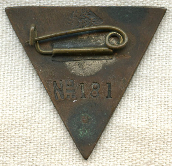 BEING RESEARCHED - Unidentified Numbered Triangle Badge, Japanese? NOT FOR SALE UNTIL IDENTIFIED