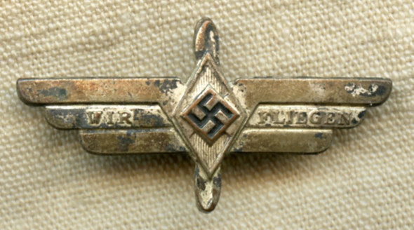 Extremely Rare Ca 1935-1937 Hitler Youth Wir Fliegen Flying Badge