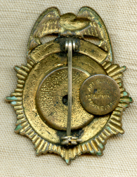 Great Old 1940's EL PASO Texas Police Sergeant Badge in Gilt Bronze Well-used "Been there" Look
