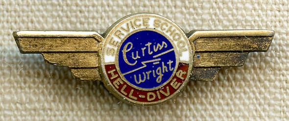 Rare WWII Curtis Wright Hell Diver Aircraft Service School War Worker Lapel Pin