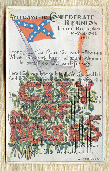 1911 Little Rock Arkansas UCV Reunion Post Card with Stars & Bars
