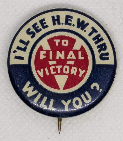 Ext Rare Manhattan Project WWII War Worker Patriotic V for Victory Pin from Hanford Engineer Works