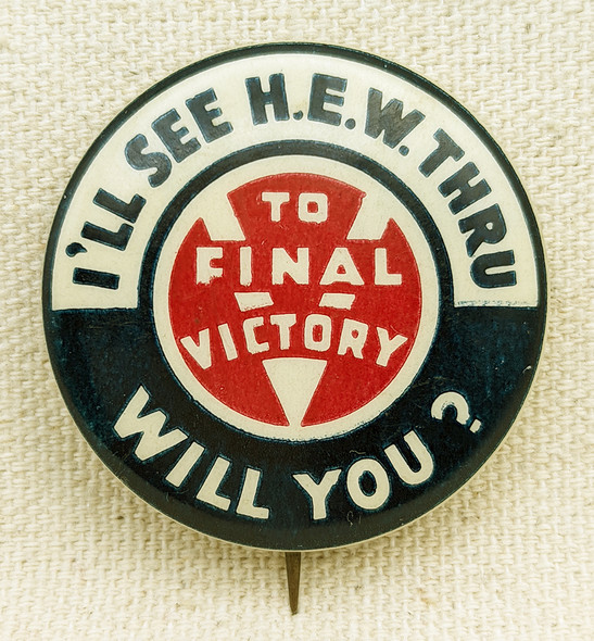 Ext Rare Manhattan Project WWII War Worker Patriotic V for Victory Pin from Hanford Engineer Works