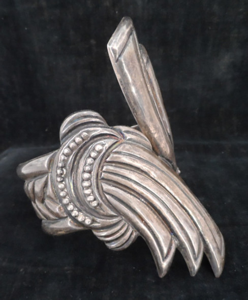 Fabulous Huge 1940's TAXCO 925 Silver Hinge Cuff Clamper Bracelet