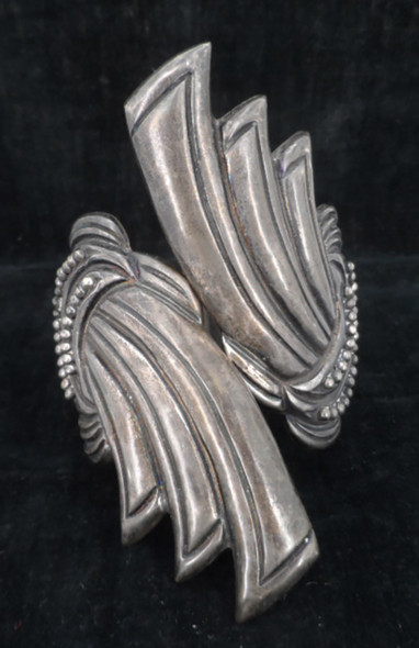 Fabulous Huge 1940's TAXCO 925 Silver Hinge Cuff Clamper Bracelet