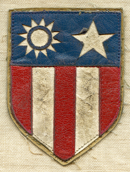 Great WWII LEATHER CBI Shoulder Patch Theater-Made For wear on A-2 Flight Jacket