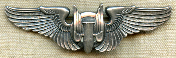 Beautiful Early WWII USAAF Air Gunner Wing  In Sterling In the "Bell" Pattern