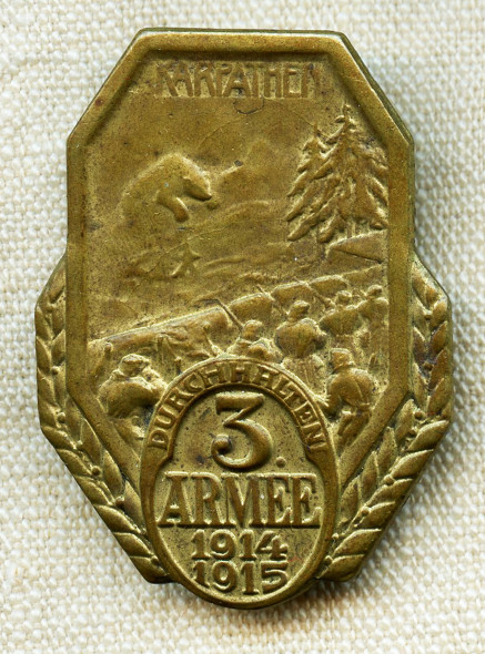 Lovely Early WWI 1915 Austrian 3rd Armee Karpathen Corps Hat Badge NIcely Maker Marked