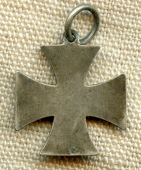 Lovely Little Iron Cross Charm in Enameled Tombak Early WWI