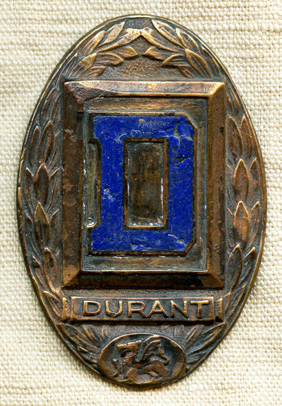 Rare 1920's Durant Auto Mobile Radiator Emblem in enameled Bronze