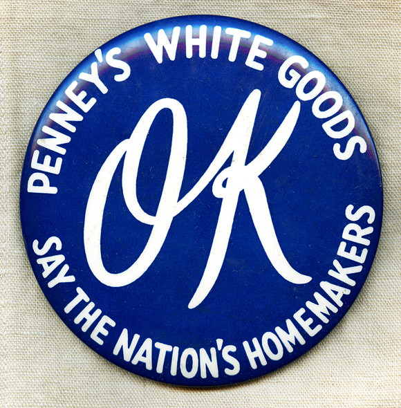 Great Huge 1940's J.C.PENNY's Adv Celluloid Store Employee Badge