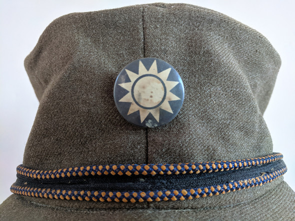 WWII Unique Field Made Chinese Fatique Cap w Celluloid Star & USAAF Braid "Chin Strap