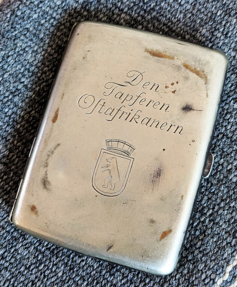 Great Circa 1900 German Colonial Cigarette Case "The brave East Africans" with Berlin City Seal