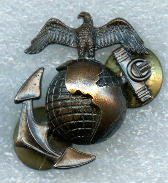 Rare Early 1930's USMC China Marine Officer Undress Collar EGA's in Fire Bronze by Meyers.