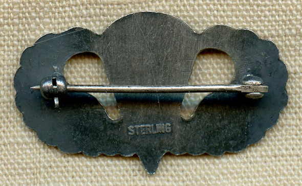 Minty WWII US Army Pratrooper Badge Early Flat Badge in Sterling Silver