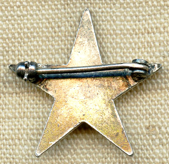 Beautiful 1930s-WWII US Army Type Single General Star Pinback in unmarked Sterling Silver