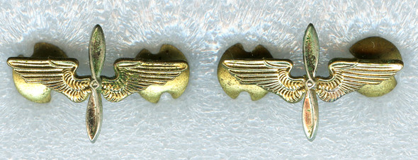 Rare Early WWII USAAF Officer Collar Insignia UK Theatre Made Matched Pair/Screwback by J.R. Gaunt