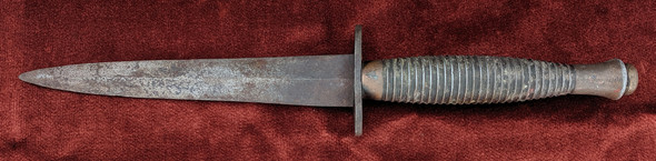 Salty WWII Fairbairn - Sykes Fighting Knife 3rd Pattern "2" & " /|\ 13" on Handle
