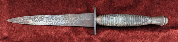 Salty WWII Fairbairn - Sykes Fighting Knife 3rd Pattern "2" & " /|\ 13" on Handle
