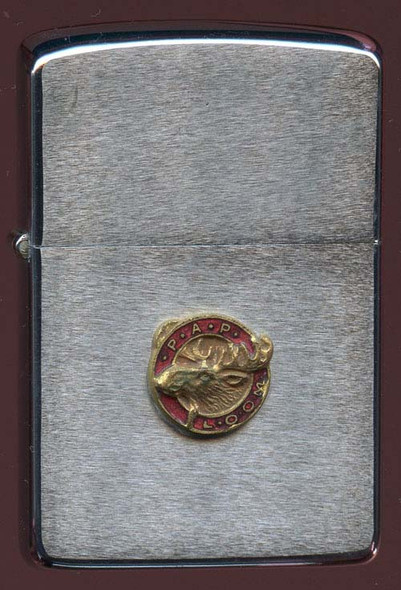 Unfired 1968 Zippo Lighter with Loyal Order of the Moose Medallion