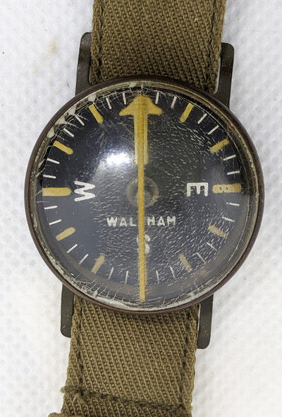 Scarce WWII USN Pilot Wrist Compass by Waltham watch Co. with Original Box