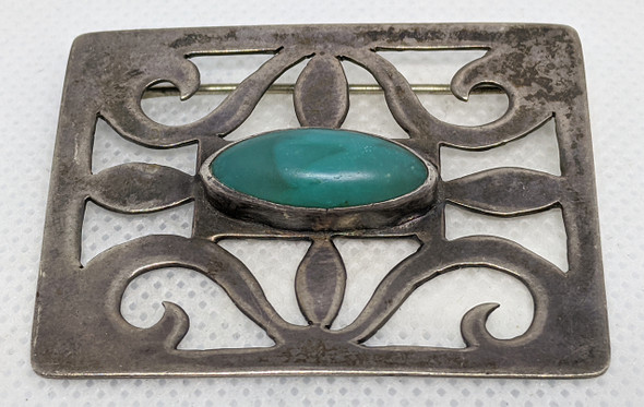 Great 1940's - 1950's Native American brooch with RARE GEM SILICA Cabochon
